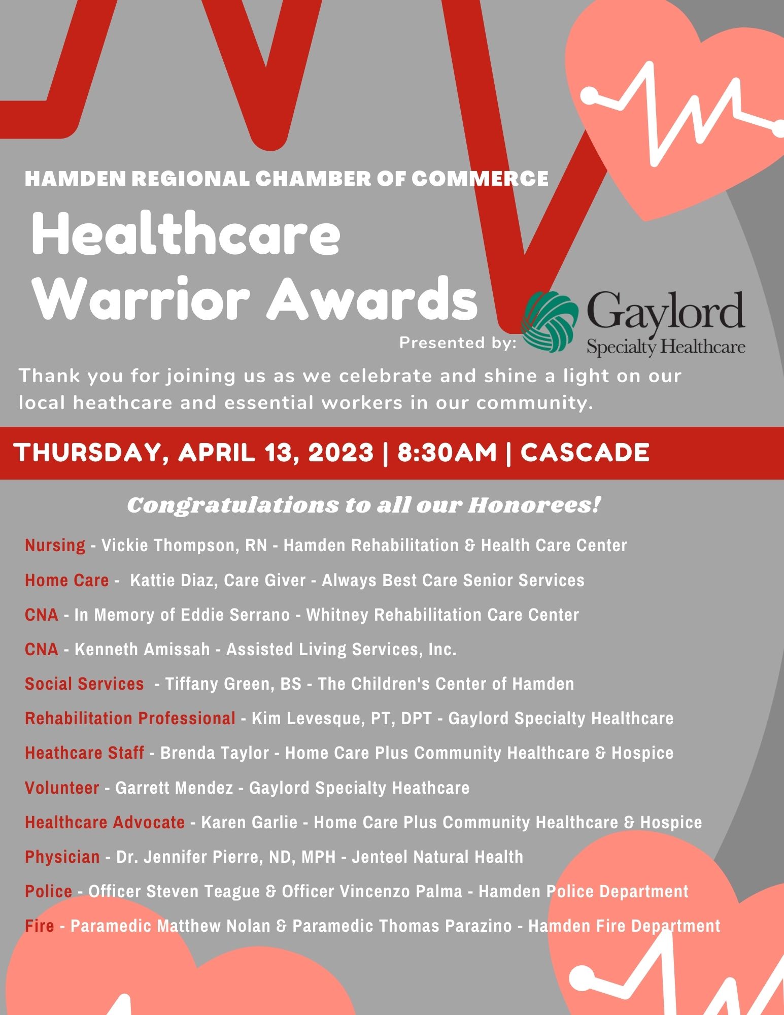 Healthcare Warrior Award Honorees for 2023